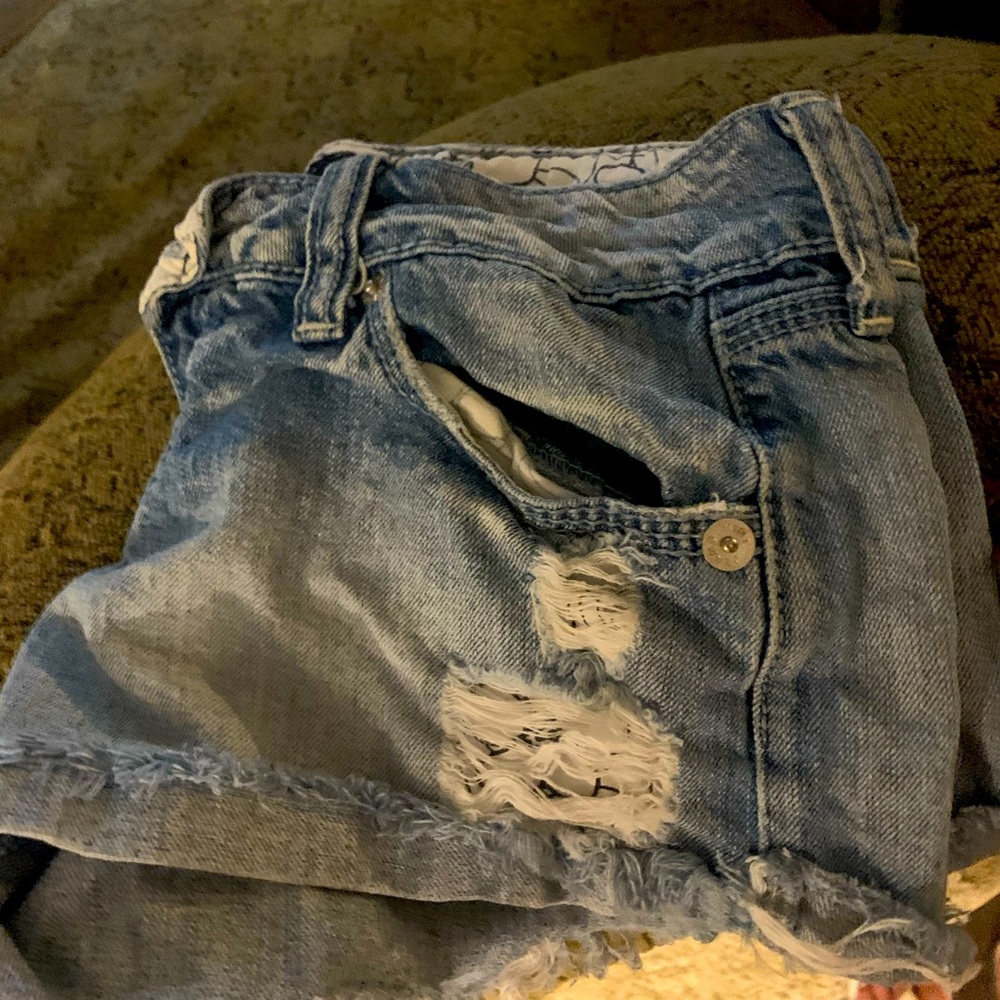 Ripped jean shorts
